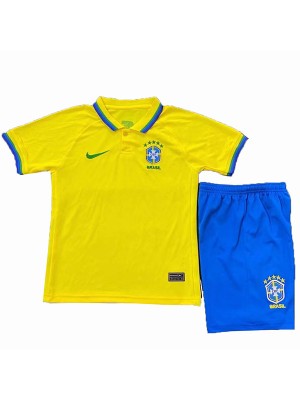 Brazil home kids kit soccer children yellow football shirt youth uniforms 2022-2023